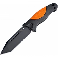 Нож с фиксированным клинком Hogue EX-F02 Black Tanto, сталь A2 Tool Steel, рукоять термопластик GRN, чёрно-оранжевый купить в Балашихе