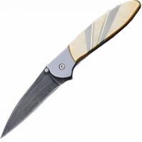 Полуавтоматический складной нож Santa Fe Kershaw Leek, дамасская сталь, рукоять сталь с накладкой из перламутра купить в Балашихе