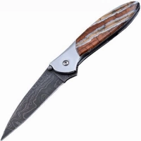 Полуавтоматический складной нож Santa Fe Kershaw Leek, дамасская сталь, рукоять сталь с накладкой из зуба мамонта купить в Балашихе