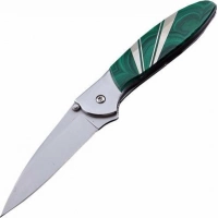 Полуавтоматический складной нож Santa Fe Kershaw Leek, сталь 14C28N, рукоять сталь с накладкой из малахита купить в Балашихе