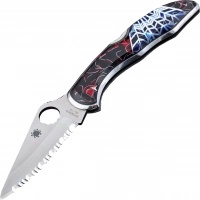 Складной нож Santa Fe Spyderco Delica Serrated, сталь VG-10, рукоять сталь с накладкой из черной яшмы купить в Балашихе