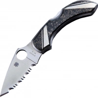 Складной нож Santa Fe Spyderco Dragonfly Serrated, сталь VG-10, рукоять сталь с накладками из пирита купить в Балашихе