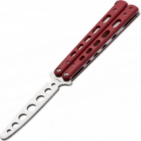 Тренировочный нож-бабочка (балисонг) Balisong Trainer, Boker Plus 01BO712, клинок из нержавеющей стали Zero-ground Plain (без заточки), рукоять стеклотекстолит G10, красный купить в Балашихе