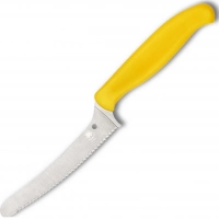 Универсальный кухонный нож Spyderco Z-Cut Serrated Offset Kitchen, сталь CTS™ — BD1 Alloy, рукоять желтый полипропилен купить в Балашихе