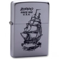 Зажигалка ZIPPO Boat-Zippo Satin Chrome, латунь с ник.-хром. покрыт., сереб., матовая, 36х56х12мм купить в Балашихе